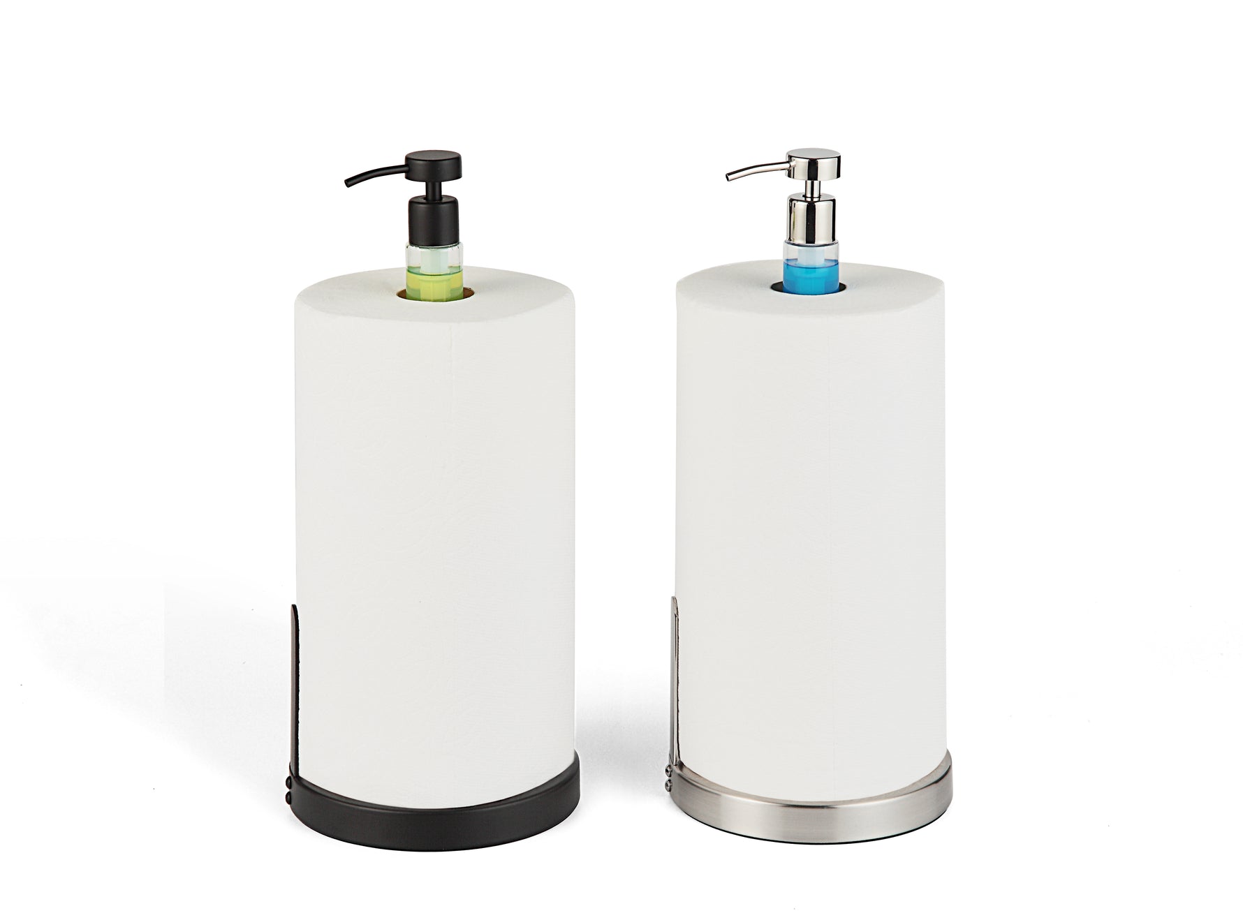 Heavy Weighted Paper Towel Holder Stand Dispenser Built-in Spray/Pump Bottle