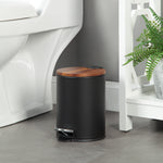 Round Trash Can with Acacia Lid, 0.8 Gal