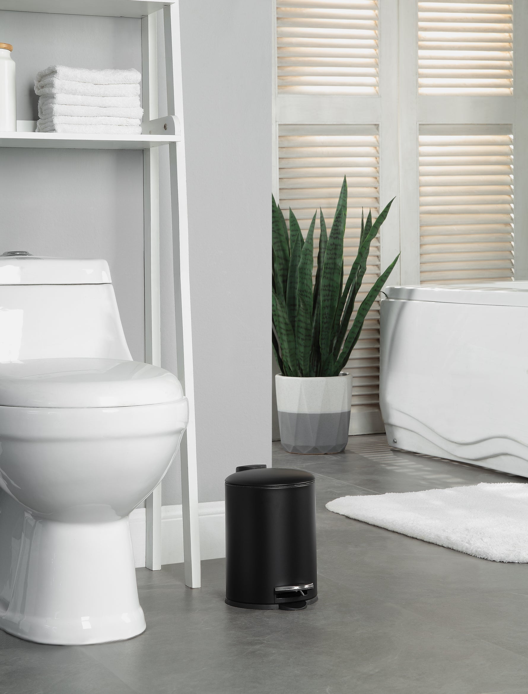 0.8 Gallon Trash Can with Plastic Inner Bucket; Bathroom, Office, Kitchen and Bedroom Step On and Slow Close