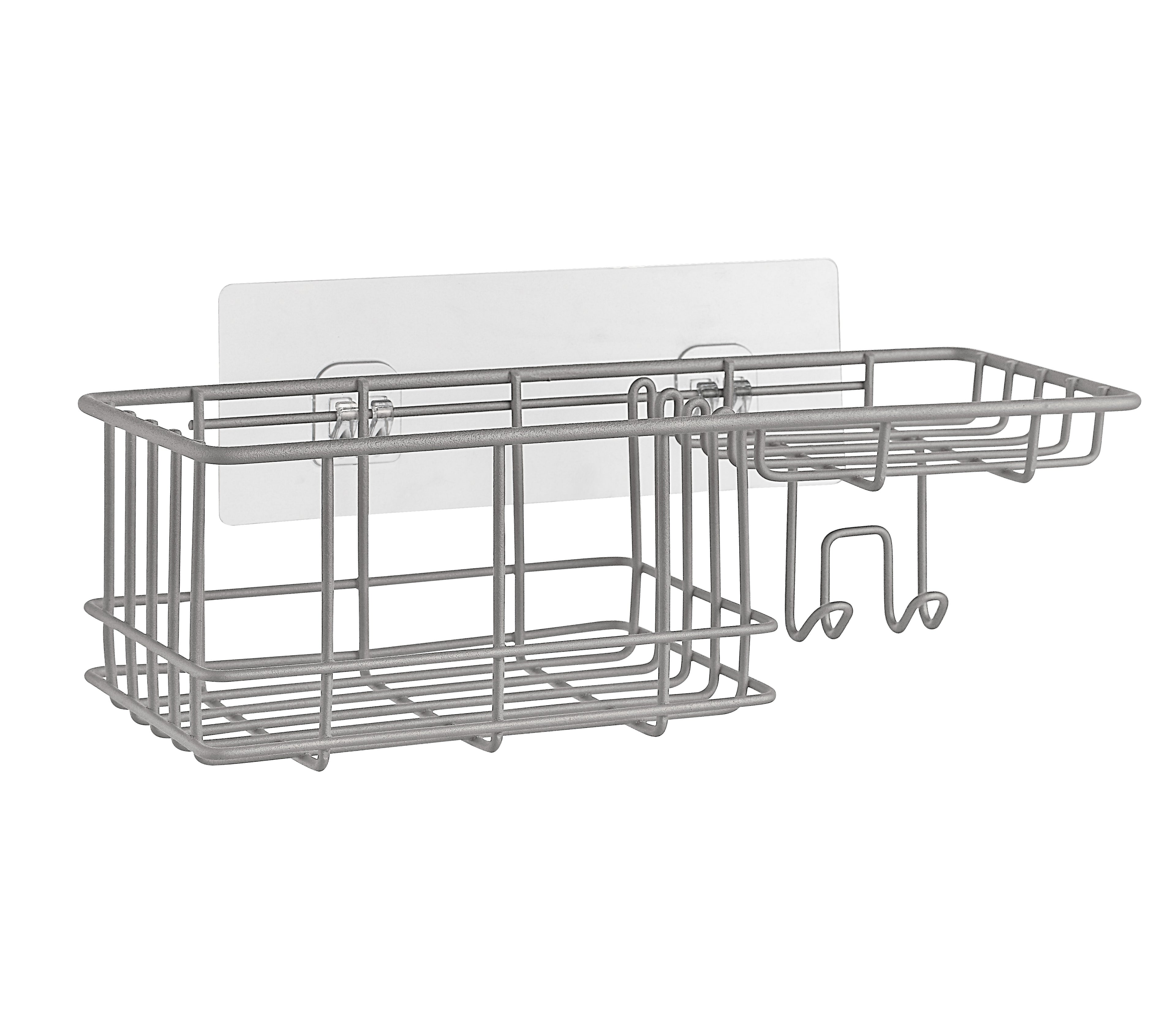 Classic Wall Mounted Shower Caddy Organizer Basket Shelf With Removable Adhesive Hook. No Drilling Needed