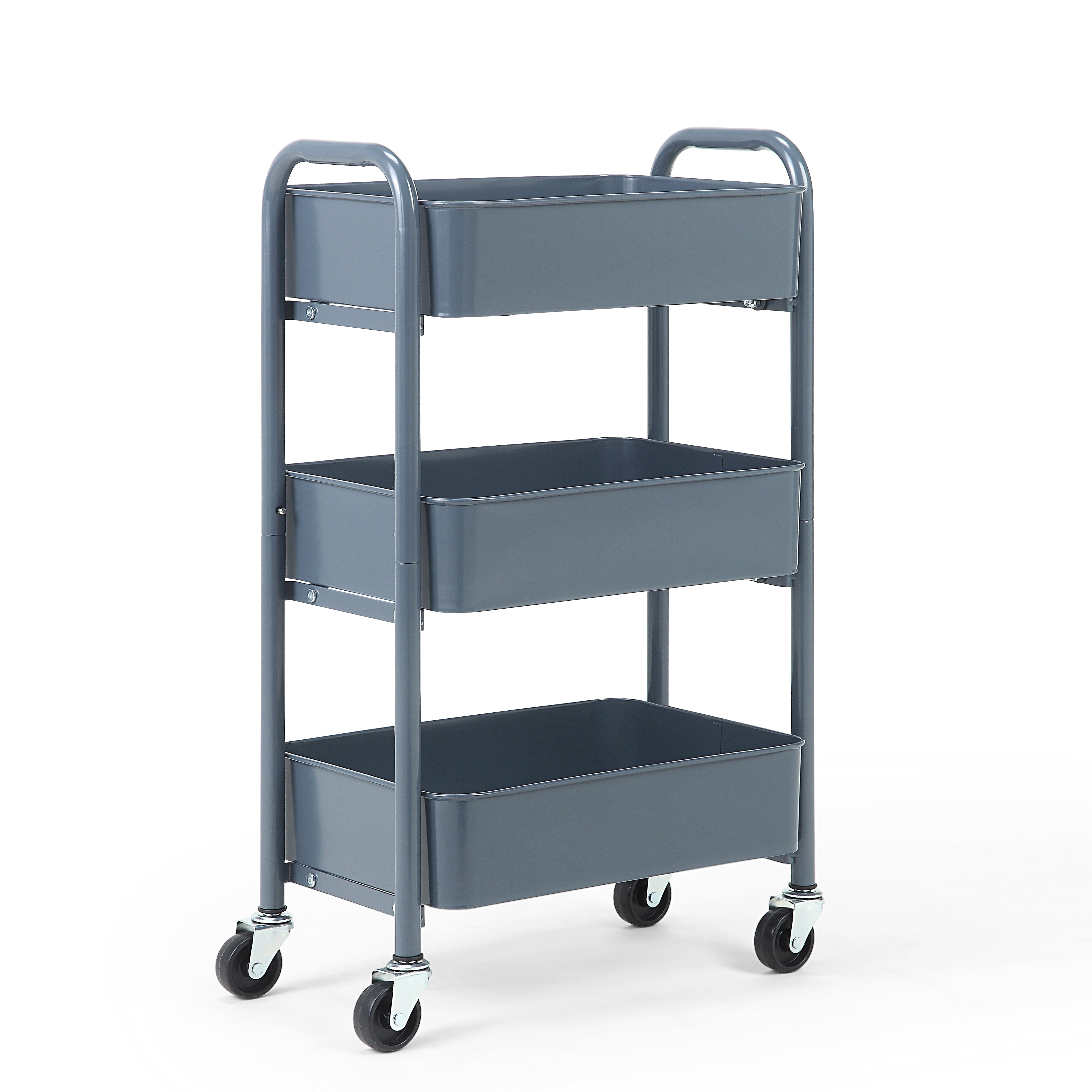3-Tier Delicate Compact Rolling Metal Storage Organizer - Mobile Utility Cart Kitchen/Under Desk Cart with Caster Wheels