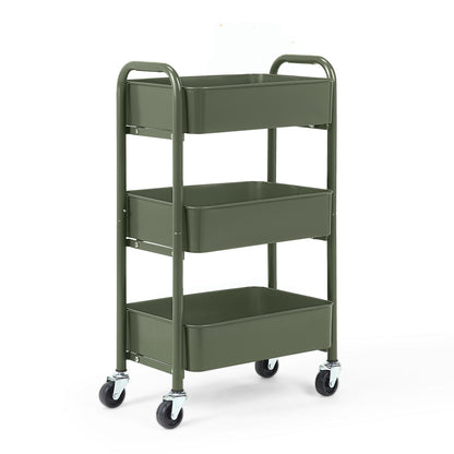 3-Tier Delicate Compact Rolling Metal Storage Organizer - Mobile Utility Cart Kitchen/Under Desk Cart with Caster Wheels
