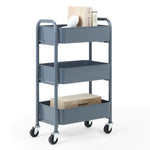 3-Tier Delicate Compact Rolling Metal Storage Organizer - Mobile Utility Cart Kitchen/Under Desk Cart with Caster Wheels