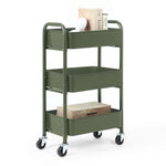 3-Tier Delicate Compact Rolling Metal Storage Organizer - Mobile Utility Cart Kitchen/Under Desk Cart with Caster Wheels