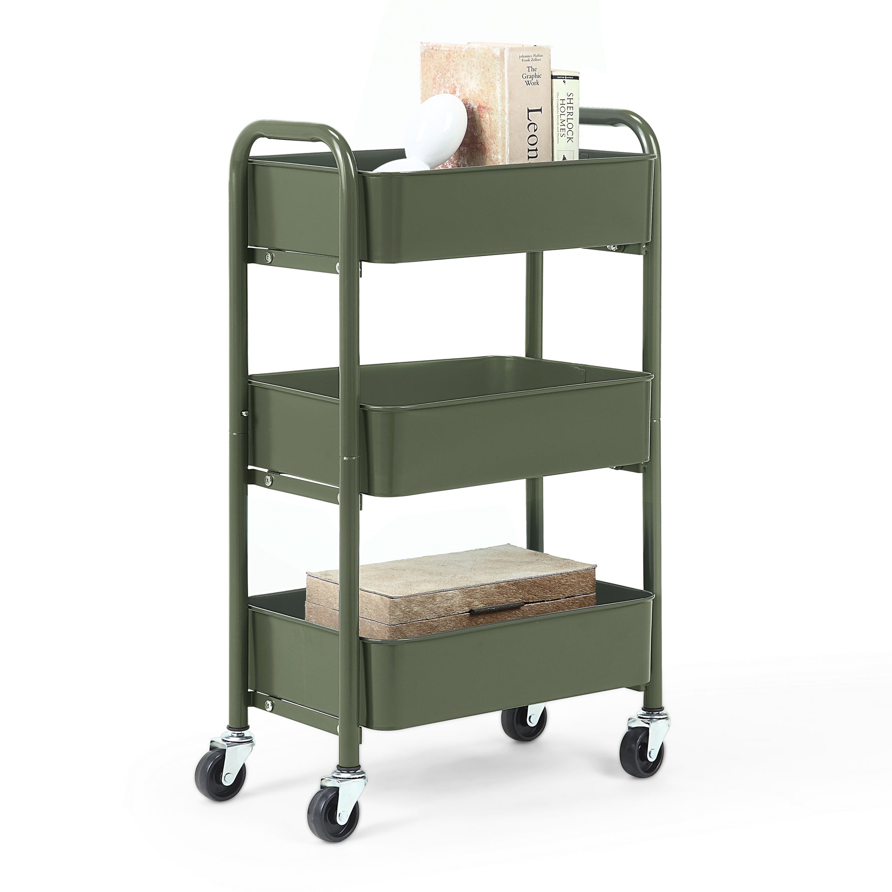 3-Tier Delicate Compact Rolling Metal Storage Organizer - Mobile Utility Cart Kitchen/Under Desk Cart with Caster Wheels