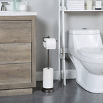 Bathroom Free Standing Toilet Tissue Paper Roll Holder Stand with Reserve Function, Chrome Finish