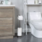 Bathroom Free Standing Toilet Tissue Paper Roll Holder Stand with Reserve Function, Chrome Finish
