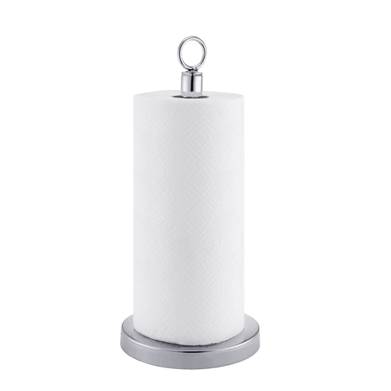 Heavy Weighted Sturdy Paper Towel Holder Stand Dispenser With Stainless Base Fits Standard And Jumbo Sized Paper Towel, Chrome