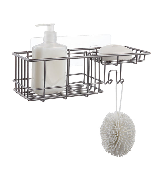 Classic Wall Mounted Shower Caddy Organizer Basket Shelf With Removable Adhesive Hook. No Drilling Needed