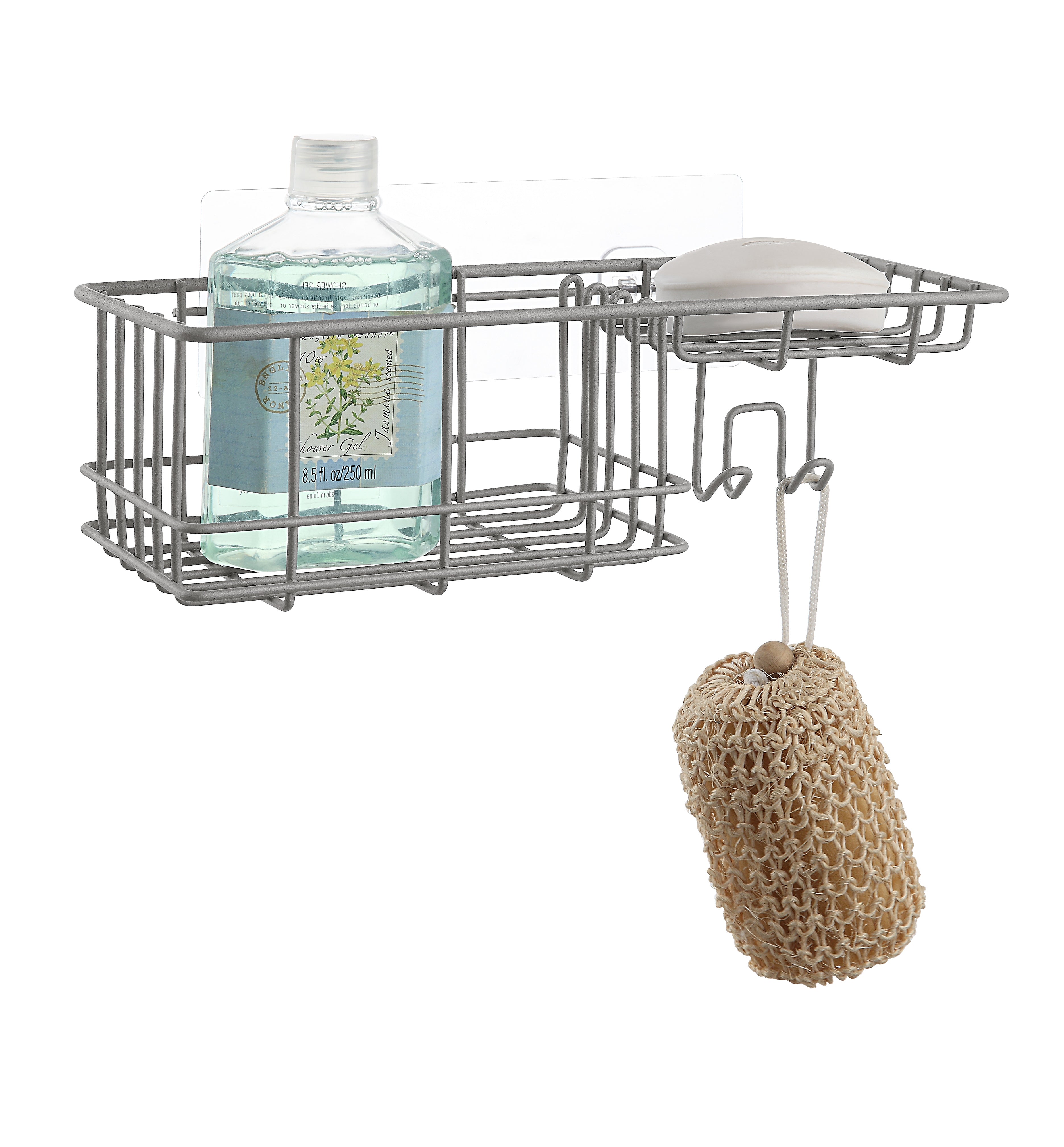 Classic Wall Mounted Shower Caddy Organizer Basket Shelf With Removable Adhesive Hook. No Drilling Needed