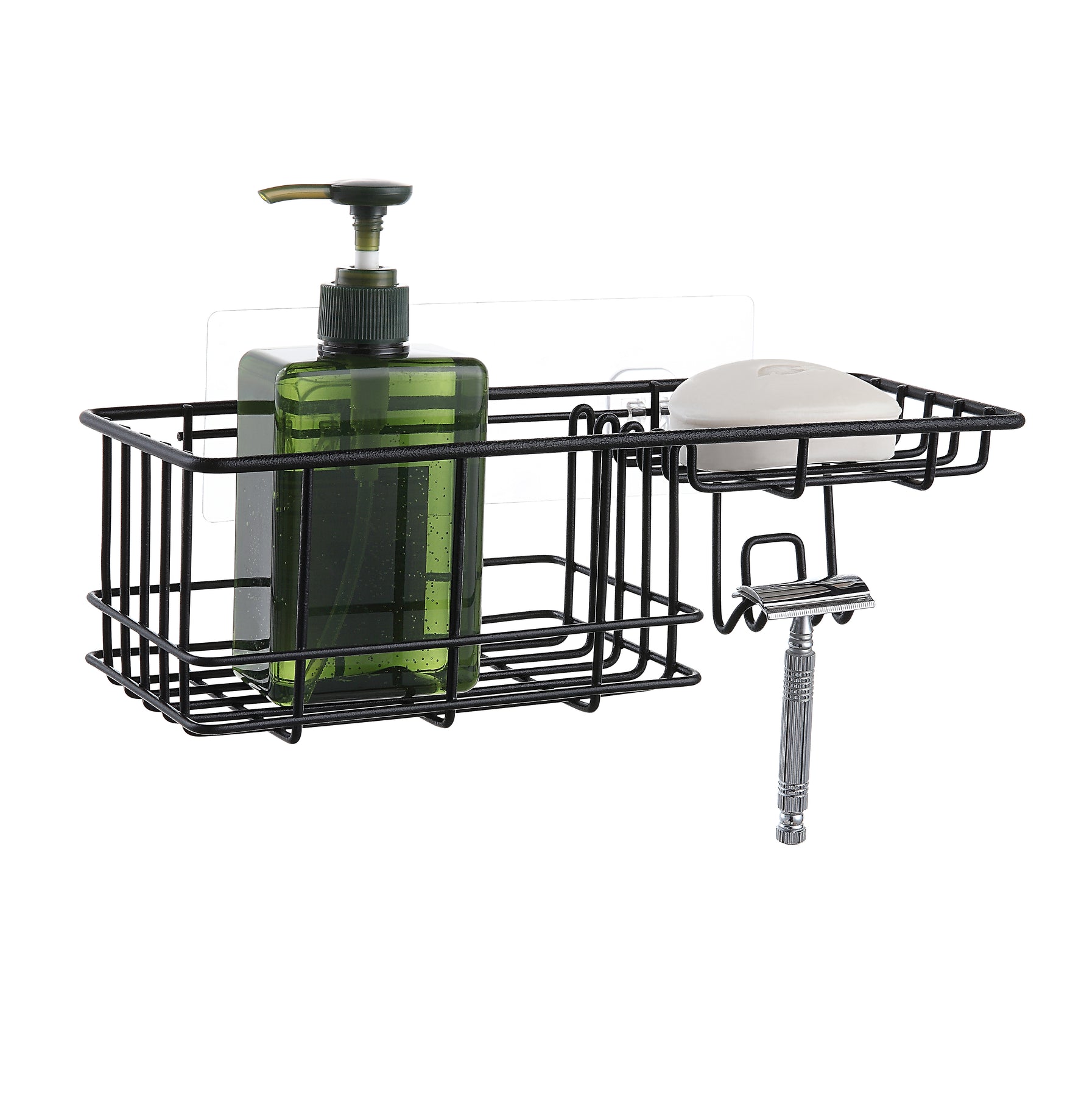 Classic Wall Mounted Shower Caddy Organizer Basket Shelf With Removable Adhesive Hook. No Drilling Needed