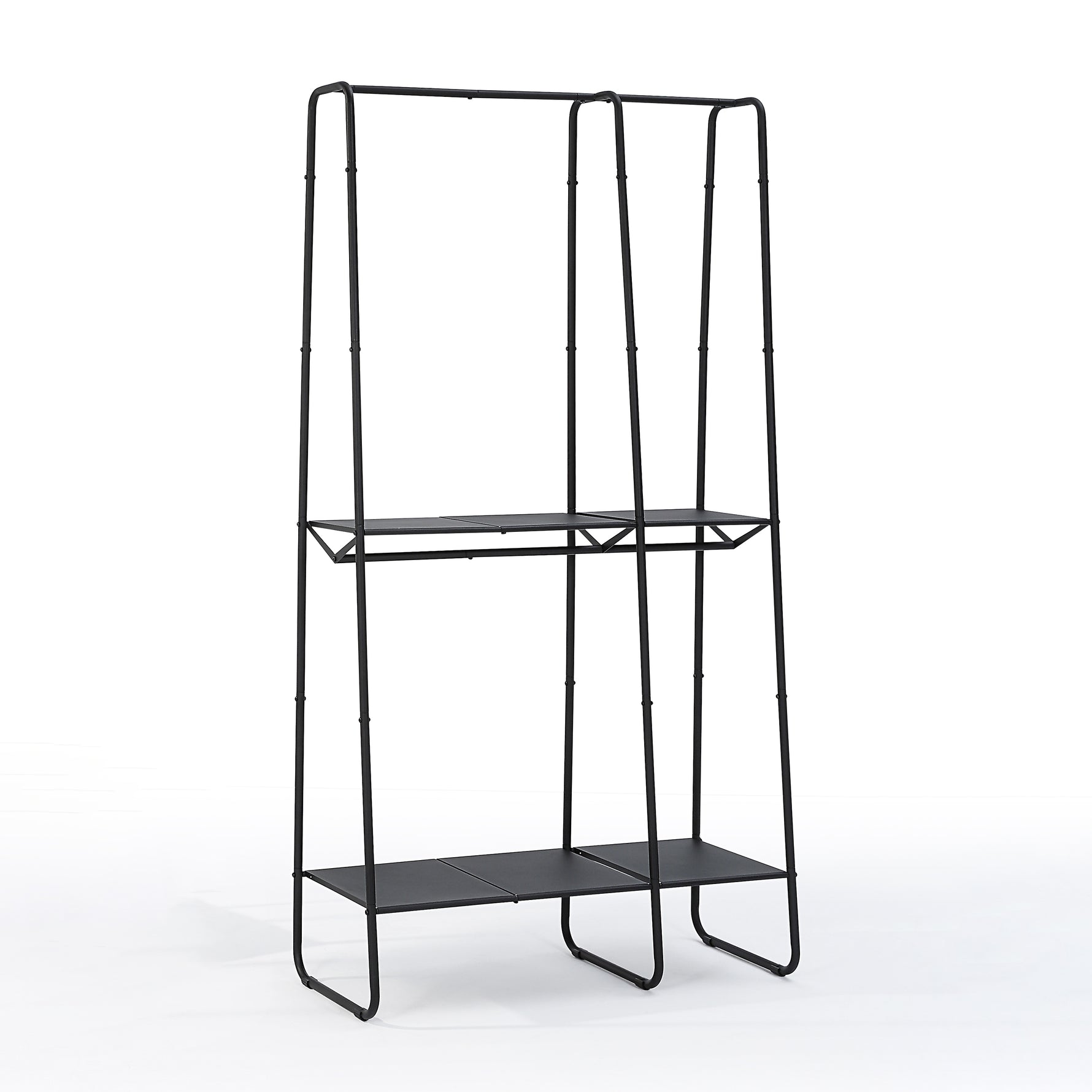 Extra-Large Freestanding Clothing Racks for Hanging Clothes, Standing Metal Sturdy Garment and Accessories Rack, Small Space Storage Solution