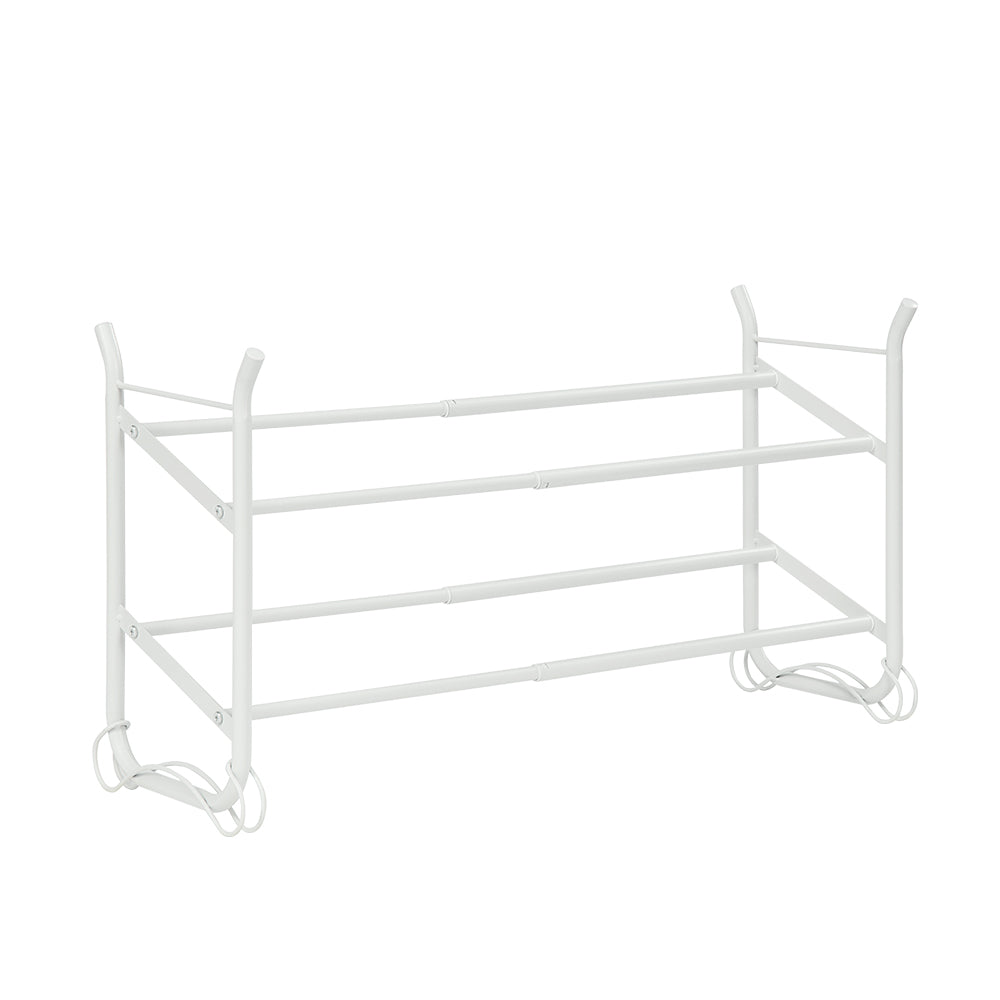 SunnyPoint Expandable & Stackable 2-Tier Shoe Rack – Adjustable Shoe Organizer for Entryway, Closet or Bedroom, Holds 4 to 8 Pairs, Space-Saving Metal Shoe Storage Shelf