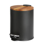 Round Trash Can with Acacia Lid, 0.8 Gal