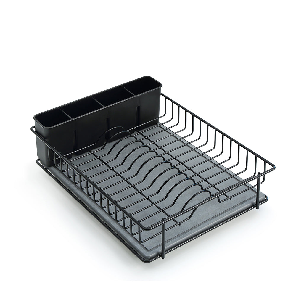SunnyPoint 304 Stainless Steel Dish Drying Rack with Diatomaceous Earth Drainboard & Removable Utensil Caddy – Rust Resistant Countertop Dish Rack for Kitchen