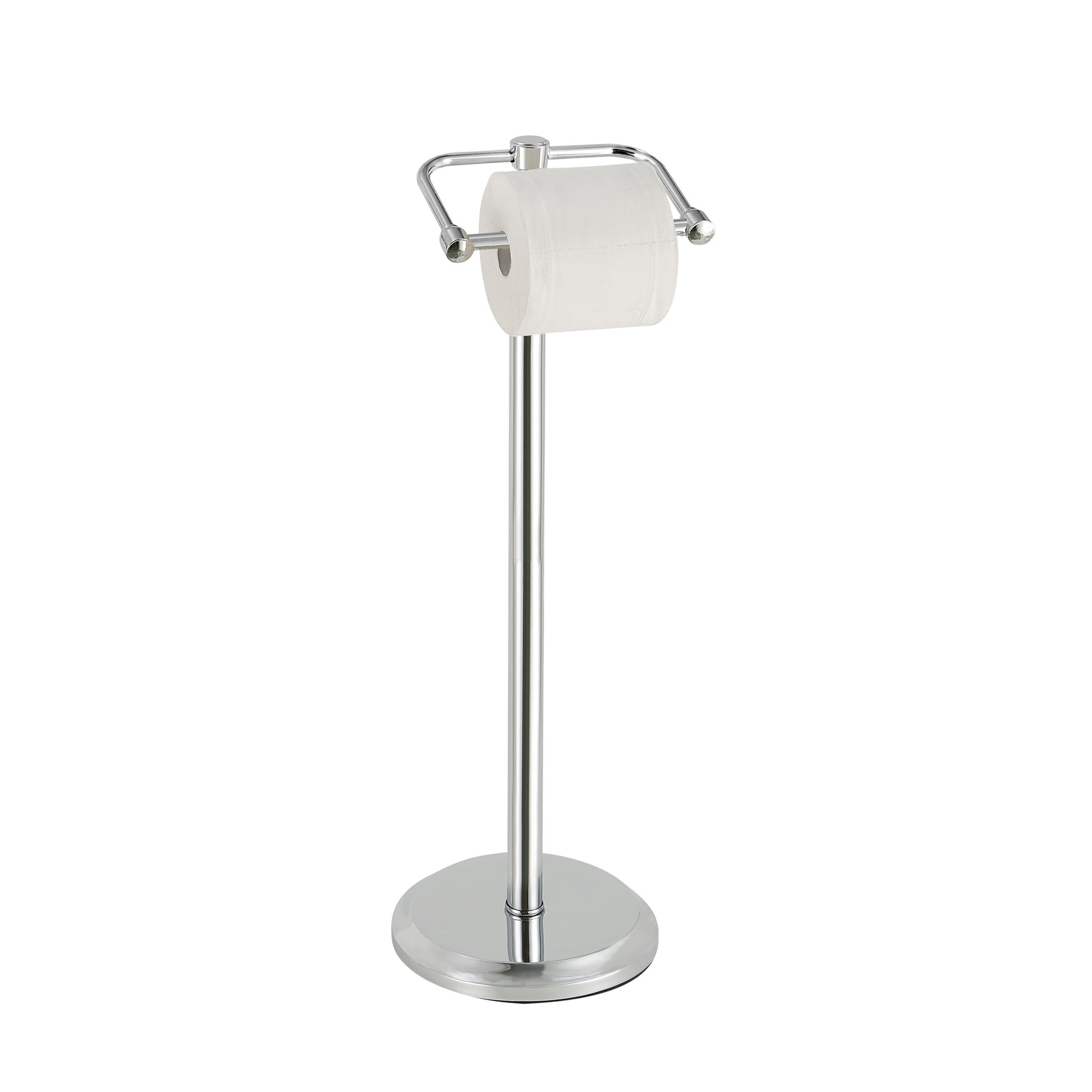 SunnyPoint Free Standing Toilet Paper Holder with Weighted Base, Bathroom Tissue Roll Stand, Holds Jumbo & Standard Rolls, Freestanding Toilet Paper Stand for Bathroom, Compact Storage Organizer