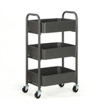 3-Tier Delicate Compact Rolling Metal Storage Organizer - Mobile Utility Cart Kitchen/Under Desk Cart with Caster Wheels