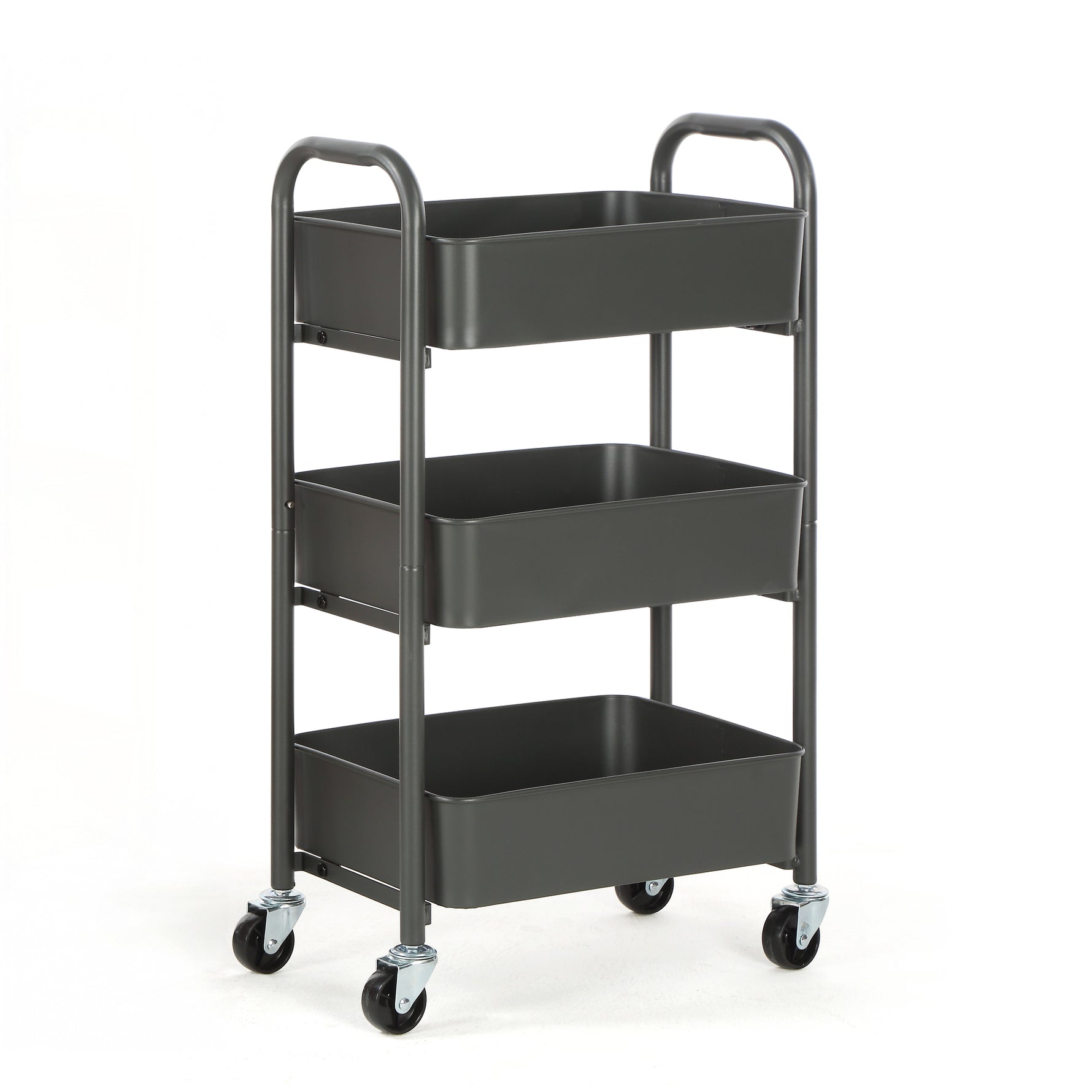 3-Tier Delicate Compact Rolling Metal Storage Organizer - Mobile Utility Cart Kitchen/Under Desk Cart with Caster Wheels