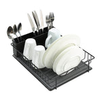 SunnyPoint 304 Stainless Steel Dish Drying Rack with Diatomaceous Earth Drainboard & Removable Utensil Caddy – Rust Resistant Countertop Dish Rack for Kitchen