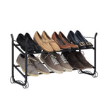 SunnyPoint Expandable & Stackable 2-Tier Shoe Rack – Adjustable Shoe Organizer for Entryway, Closet or Bedroom, Holds 4 to 8 Pairs, Space-Saving Metal Shoe Storage Shelf