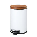 SunnyPoint Elite Bamboo Lid 4.5 Liter / 1.2 Gallon Round Trash Can with Plastic Inner Bucket; Bathroom, Office, Kitchen and Bedroom Step On and Slow Close