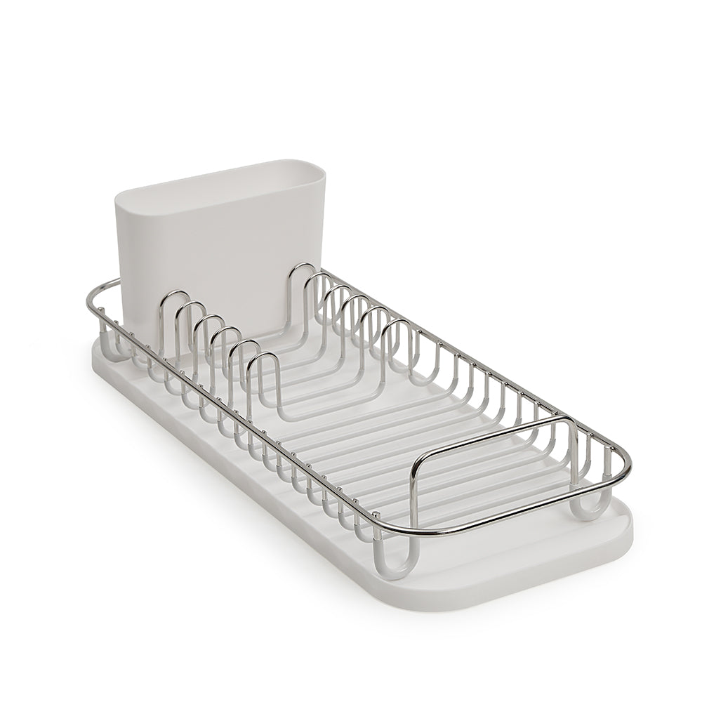 SunnyPoint 304 Stainless Steel NeverRust Compact Dish Drying Rack with Utensil Holder & Removable Drain Tray, Rustproof Small Dish Rack for Kitchen Countertop or Over Sink