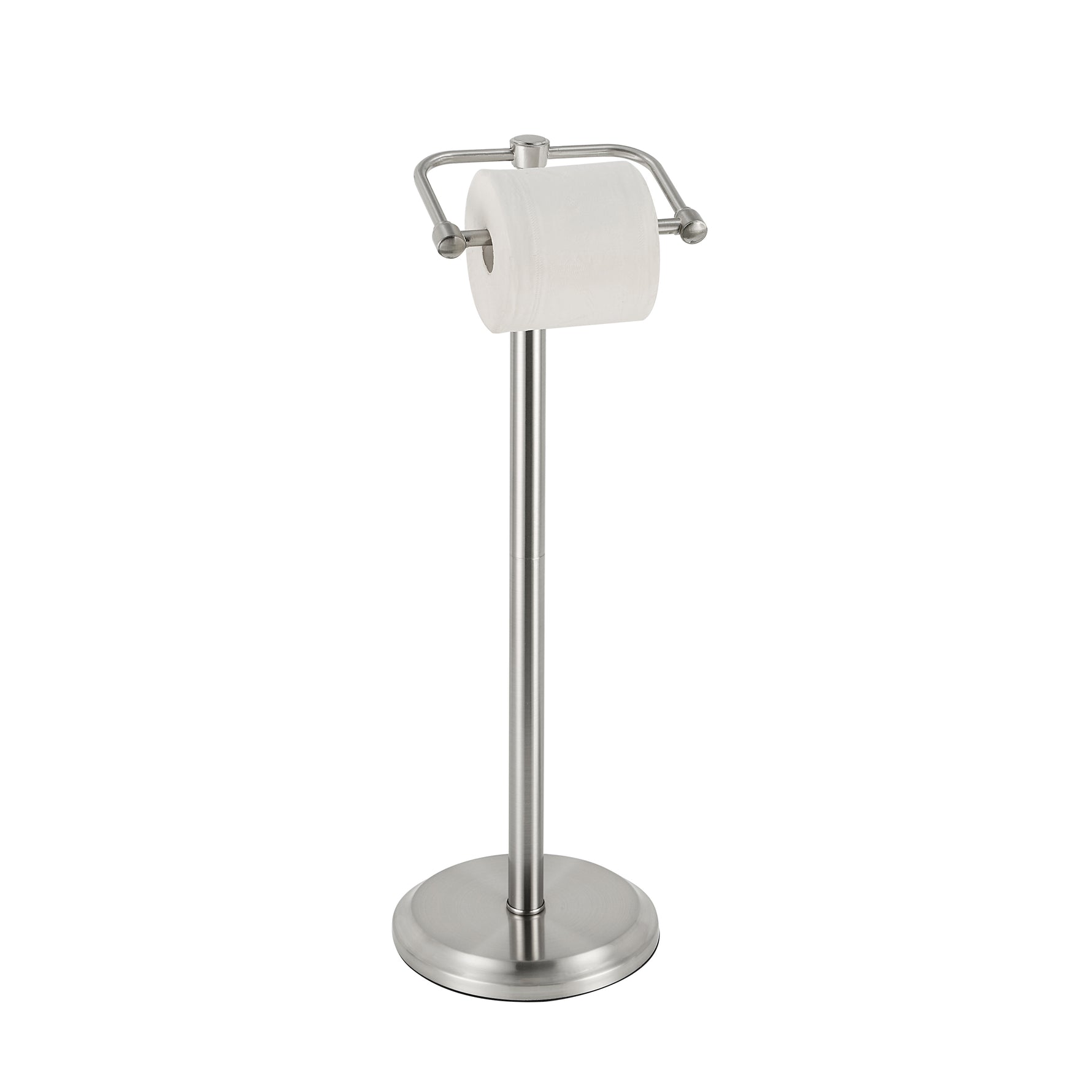 SunnyPoint Free Standing Toilet Paper Holder with Weighted Base, Bathroom Tissue Roll Stand, Holds Jumbo & Standard Rolls, Freestanding Toilet Paper Stand for Bathroom, Compact Storage Organizer