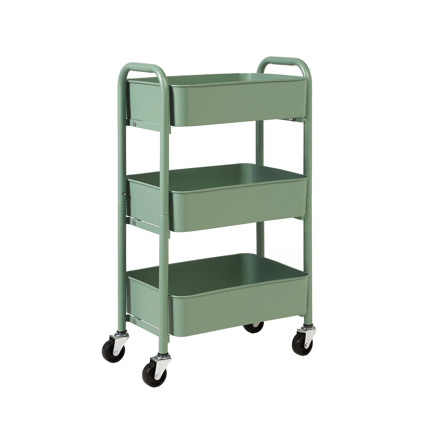 3-Tier Delicate Compact Rolling Metal Storage Organizer - Mobile Utility Cart Kitchen/Under Desk Cart with Caster Wheels