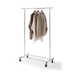 Standard Rod Clothing Garment Rack, Rolling Clothes Organizer on Wheels for Hanging Clothes, Chrome