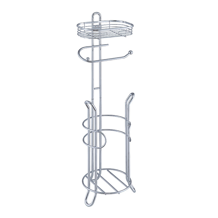 Bathroom Heavyweight Toilet Tissue Paper Roll Storage Holder Stand with Reserve and Shelve. Mega Rolls Available.