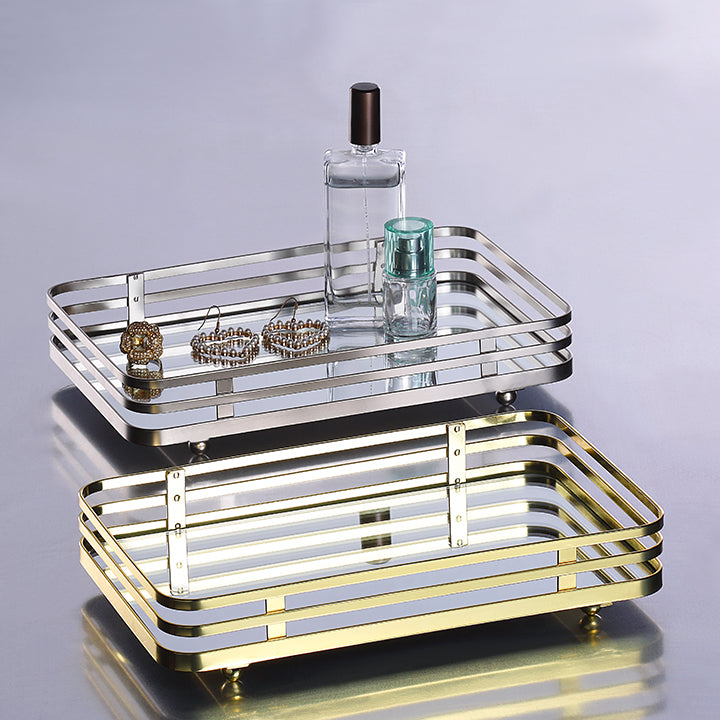 Classic Decorative Vanity Perfume Dresser Jewelry Organizer Makeup Mirror Tray