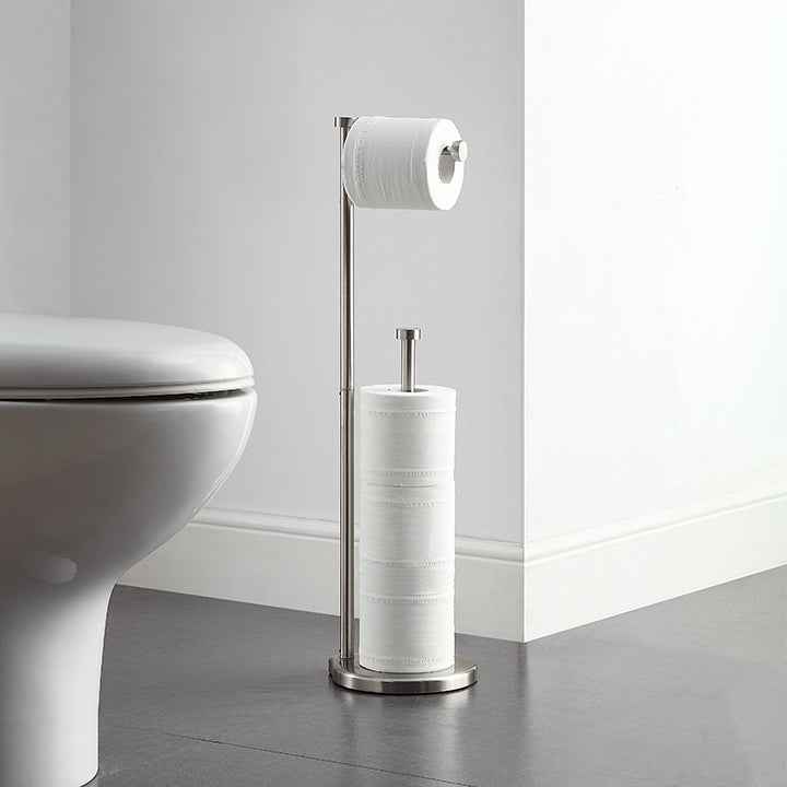 Free Standing Bathroom Toilet Paper Holder Stand with Reserve, Reserve Area has Enough Space for Jumbo Roll