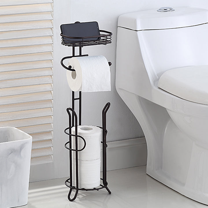 SunnyPoint Bathroom Heavyweight Toilet Tissue Paper Roll Storage Holder Stand with Reserve and Shelve, The Reserve Area Has Enough Space to Store