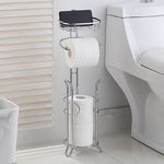 Bathroom Heavyweight Toilet Tissue Paper Roll Storage Holder Stand with Reserve and Shelve. Mega Rolls Available.