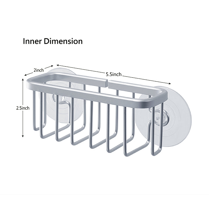 NeverRust Kitchen Sink Suction Holder for Sponges, Scrubbers, Soap, Kitchen, Bathroom, 6.02" x 6.34" x 2.56", Aluminum