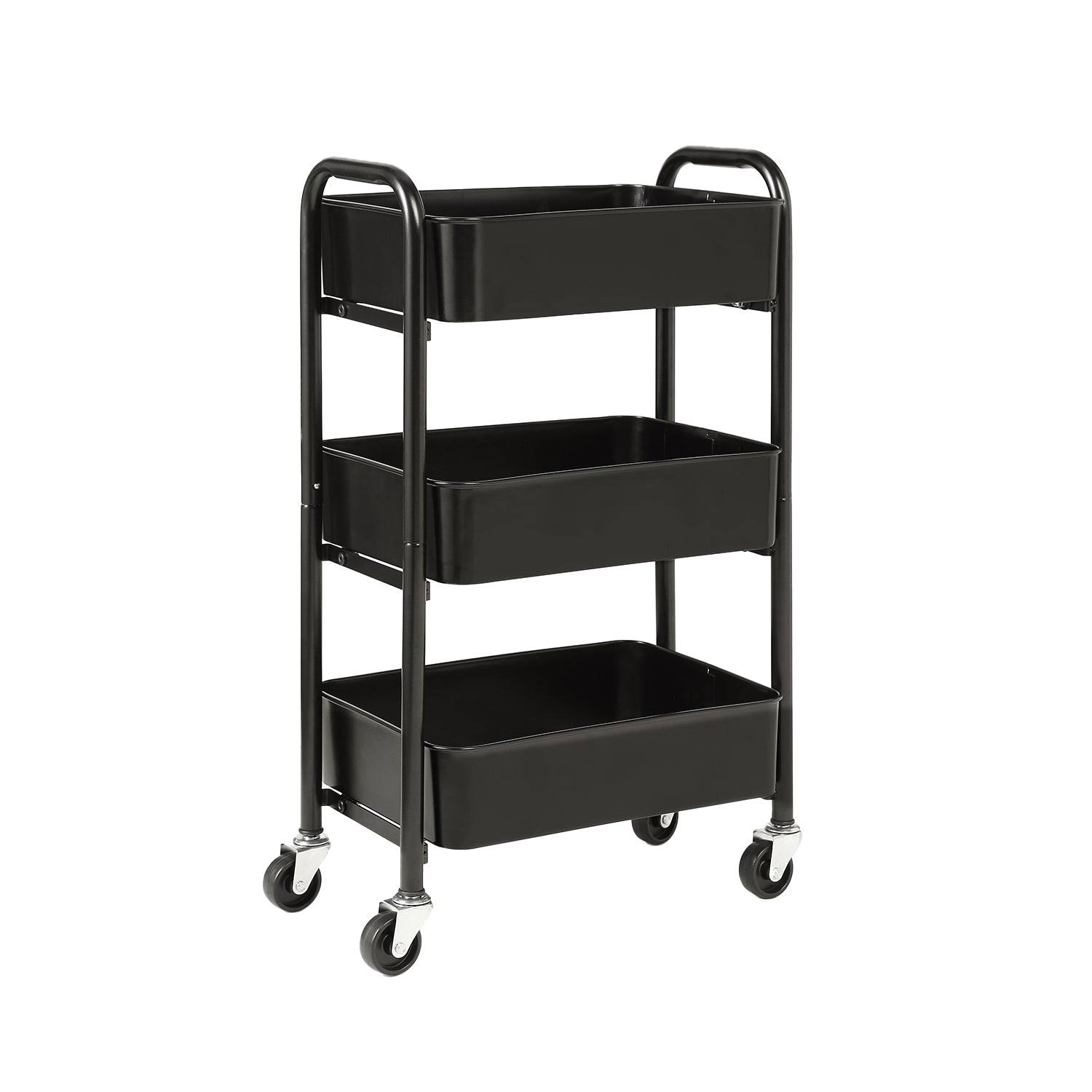 3-Tier Delicate Compact Rolling Metal Storage Organizer - Mobile Utility Cart Kitchen/Under Desk Cart with Caster Wheels