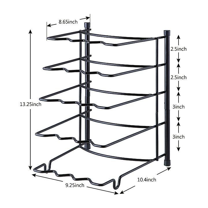 Heavy Duty Kitchen Countertop Cabinet Pantry Pan, Pot Lid, and Pot Organizer Rack Holder