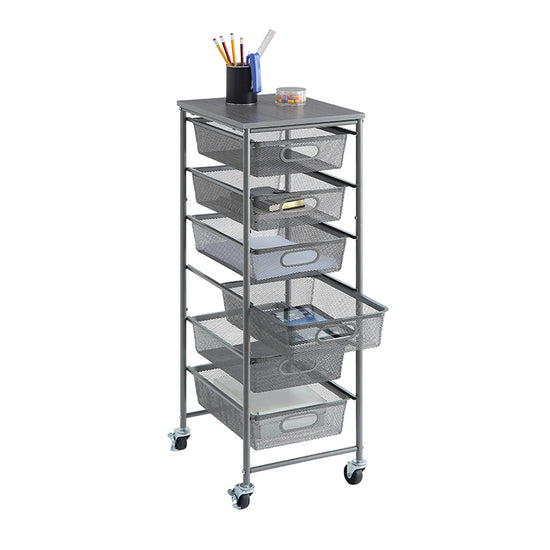 Rolling Storage Cart with 6 Drawers, File Storage Cart, Utility Cart, Office Cart Drawer Storage, Bathroom Storage