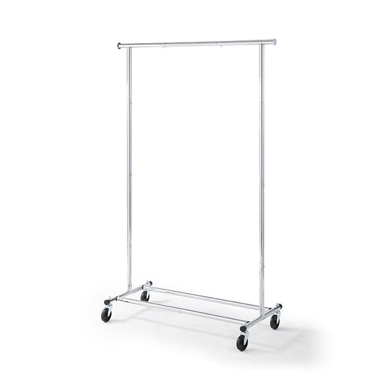 Standard Rod Clothing Garment Rack, Rolling Clothes Organizer on Wheels for Hanging Clothes, Chrome
