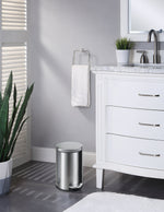 4.5 Liter / 1.2 Gallon Round Trash Can with Plastic Inner Bucket; Bathroom, Office, Kitchen and Bedroom Step On and Slow Close