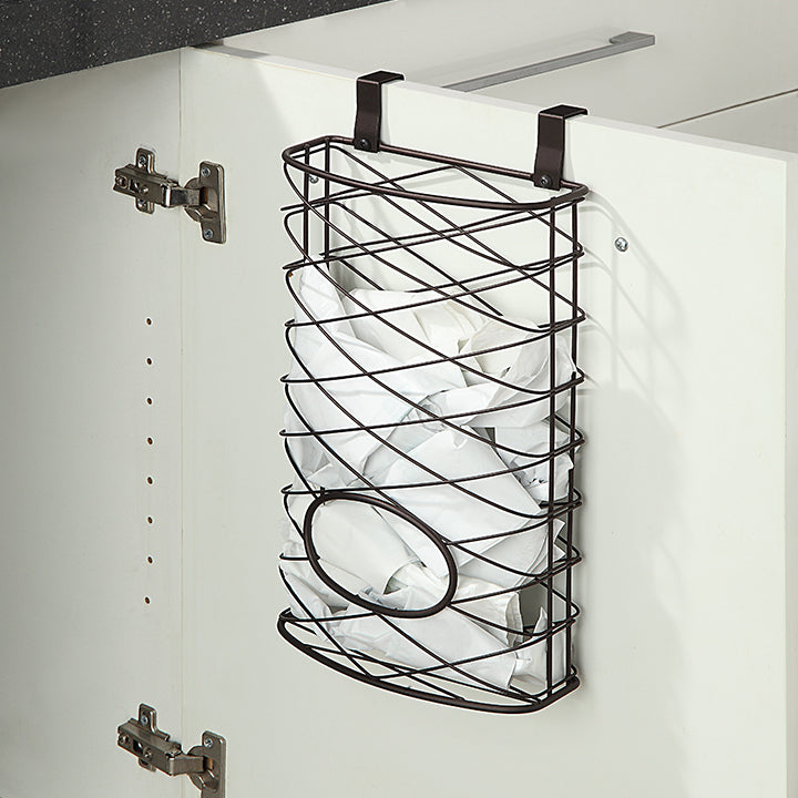 Over Cabinet Kitchen Storage Organizer Holder or Basket - Hang Over Cabinet Doors in Kitchen/Pantry - Holds up to 50 Plastic Shopping Bags