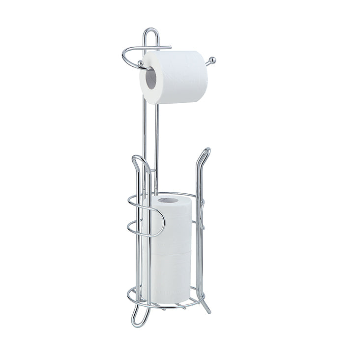 Bathroom Toilet Tissue Paper Roll Storage Holder Stand with Reserve, The Reserve Area Has Enough Space to Store Mega Rolls