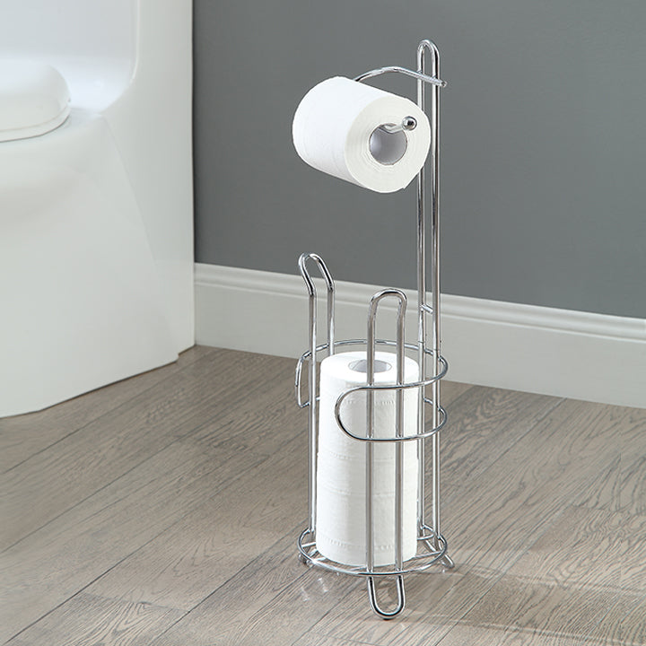 Toilet Paper Holder Stand for Bathroom Tissue Roll Dispenser with Storage  for Mega Rolls