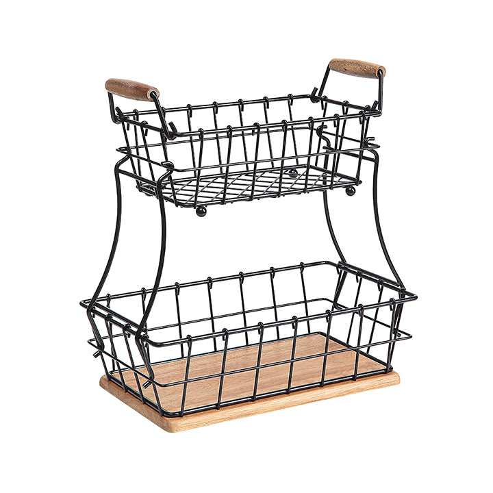 2-Tier Rectangle Countertop Fruit, Bread Wire Basket