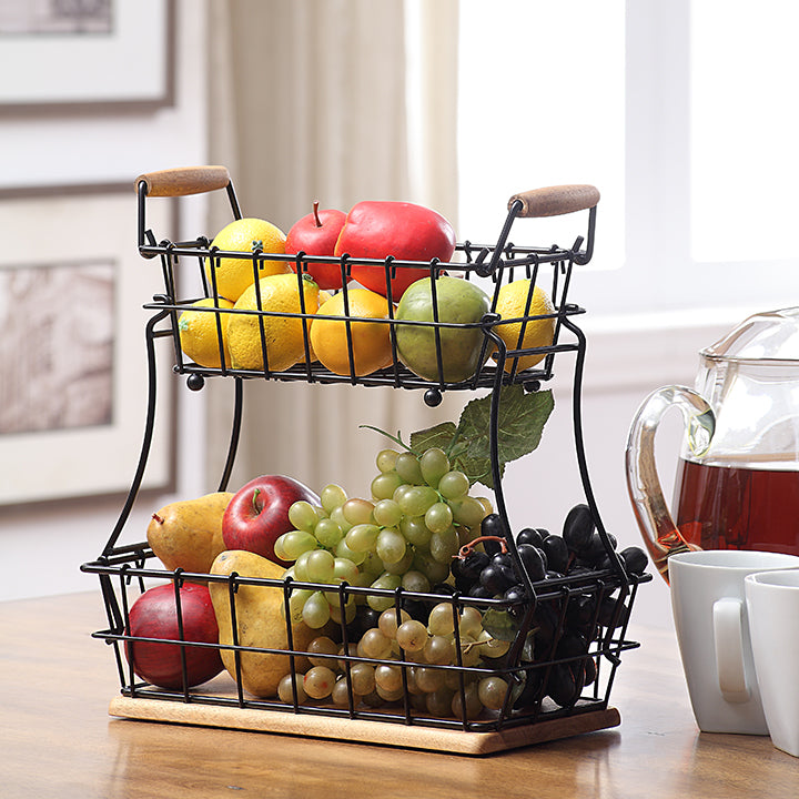 2-Tier Rectangle Countertop Fruit, Bread Wire Basket