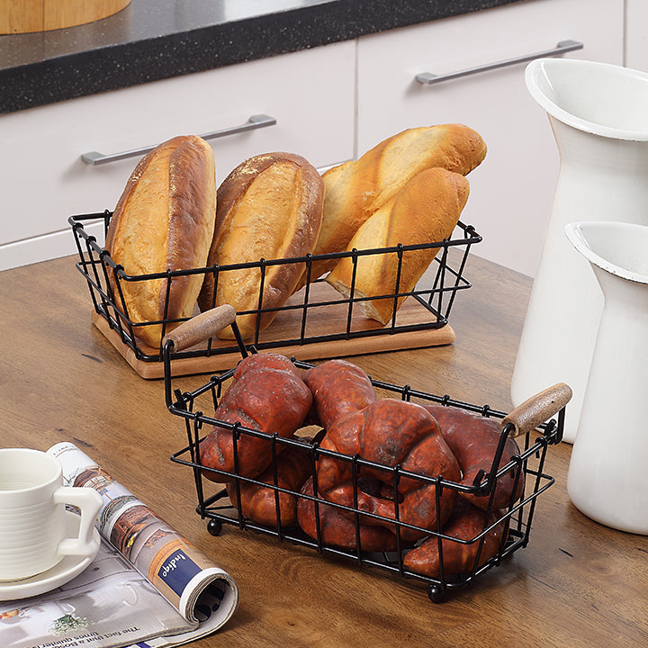 2-Tier Rectangle Countertop Fruit, Bread Wire Basket