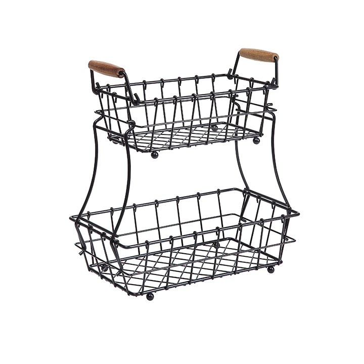 2-Tier Rectangle Countertop Fruit, Bread Wire Basket