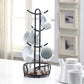 Heavy Wire Gauge 6 Mug Tree Countertop Holder, Coffee Mugs and Tea Cup Storage Rack with Small Storage Area (Mat Black, 18.2 x 7 x 7 Inch)