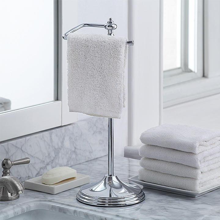 Heavy Weight Classic Decorative Metal Fingertip Towel Holder Stand; Hanging Bar is 14.2" Height.
