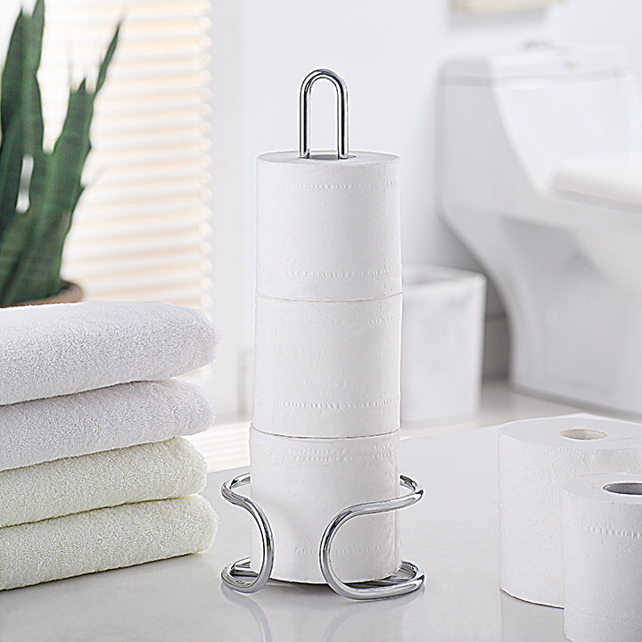 Heavy Wire Gauge Spare Bathroom Toilet Tissue Paper Roll Holder Storage Stand